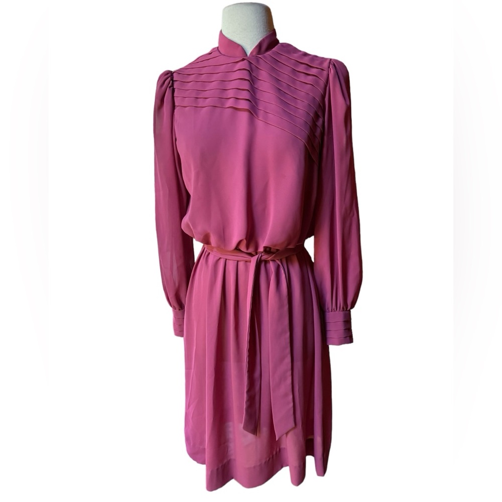 1970s ILGWU Semi-Sheer Career Dress